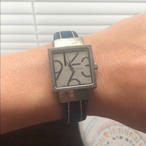 Geneva Platinum Denim Cuff Watch